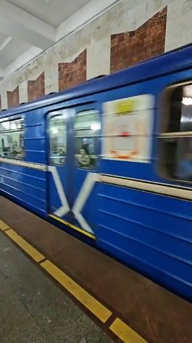 Evening metro ride through Nizhny Novgorod at golden hour