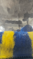 Car wash sequence recorded from inside vehicle in Italy