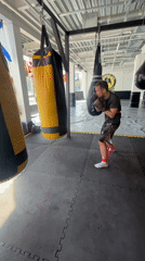 Early morning boxing training session in Perm gym