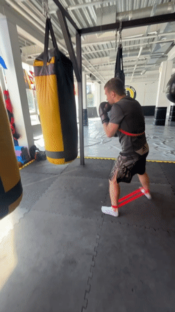 Early morning boxing training session in Perm gym