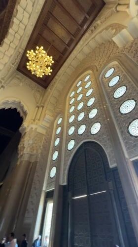 Visitor documents Hassan II Mosque architecture and traditional mosaics