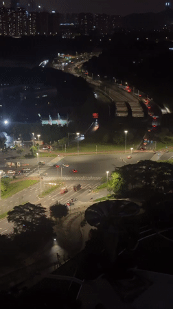 Routine nighttime traffic observed across Panyu District intersections