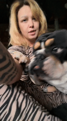 Woman films intimate moments with bulldog at Russian home