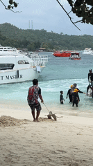 Morning beach activities documented in Ao Nang, Thailand