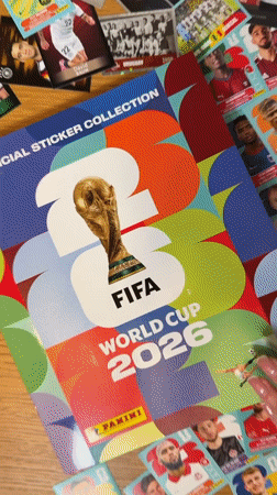 World Cup 2026 sticker collection spread out in Düsseldorf