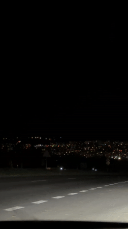 Nighttime roadside footage captured near Strazhets, Bulgaria