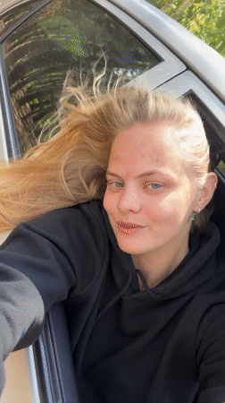 Woman documented in multiple locations around Chaikovsky, Russia morning
