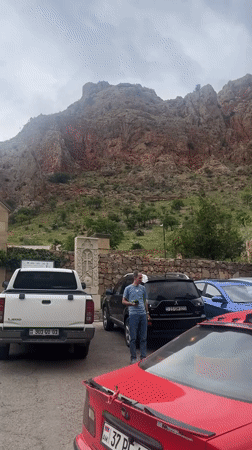 Tourists explore historic Armenian church complex in Mozrov