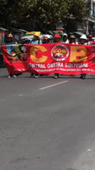 Labor unions march through La Paz streets in afternoon demonstration