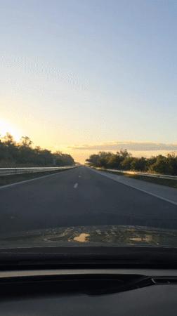 Dawn highway drive captured near Trilistnik, Bulgaria