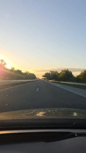Dawn highway drive captured near Trilistnik, Bulgaria