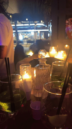 Evening bar scene captured in Kassandra, Greece