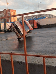 Graffiti-covered cars perform stunts at a Yoshkar-Ola drive show