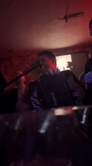 Accordion performer entertains patrons at Kragujevac nightclub