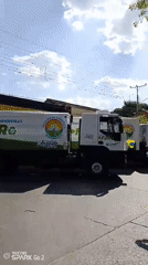 Municipal ceremony features decorated garbage trucks in Tinaquillo, Venezuela