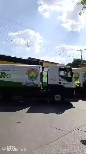 Municipal ceremony features decorated garbage trucks in Tinaquillo, Venezuela