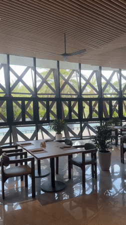 Poolside resort morning at a coastal Vietnamese getaway
