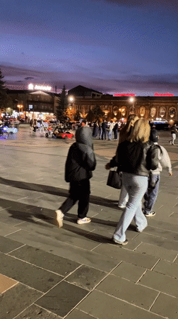 Dusk to night in Gyumri, around Saint Mary Cathedral