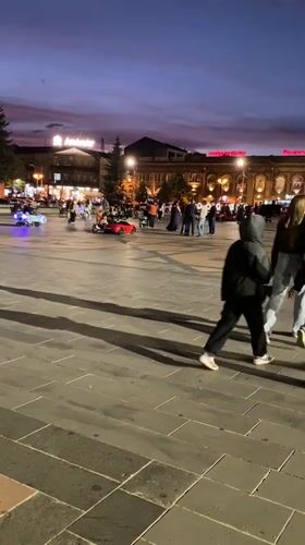 Dusk to night in Gyumri, around Saint Mary Cathedral