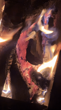 Fire burns in pit in Biysk, Russia