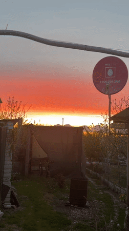 Vivid red-orange sunset captured in Taman, Russia