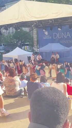 Traditional folk dance performance at Budapest's Duna Karnevál Festival