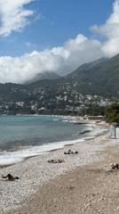Afternoon beach life documented at Bar, Montenegro coastline
