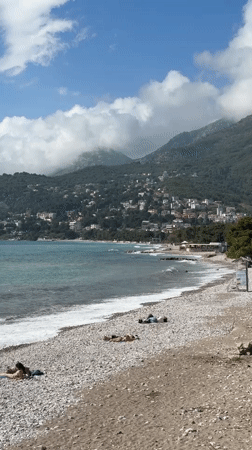 Afternoon beach life documented at Bar, Montenegro coastline