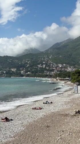 Afternoon beach life documented at Bar, Montenegro coastline
