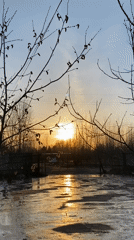 Spring afternoon moments captured around pond in Ol'khovskoye, Russia