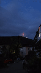 Evening scenes with lanterns and tour group captured in Pyatigorsk