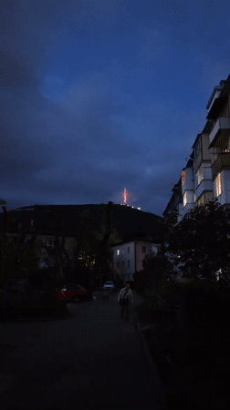 Evening scenes with lanterns and tour group captured in Pyatigorsk