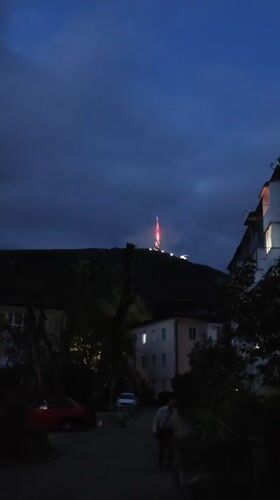 Evening scenes with lanterns and tour group captured in Pyatigorsk
