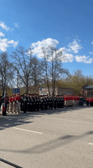 Military ceremony inspects student formations in Sarapul, Russia