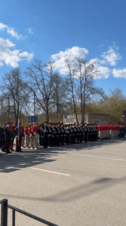 Military ceremony inspects student formations in Sarapul, Russia