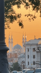 Sunset view of Qolşärif Mosque captured in Kazan