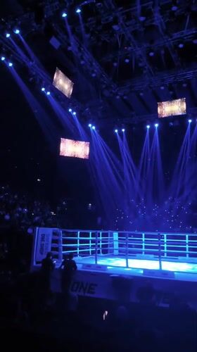 Female fighter spotted in illuminated Bangkok boxing ring