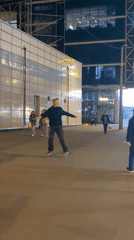 Man performs roller skating dance routine in Saint Petersburg