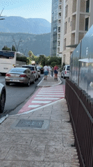 Busy summer morning on the streets of Budva, Montenegro
