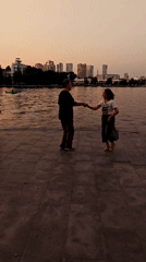 Outdoor dancing by the waterfront in Yekaterinburg