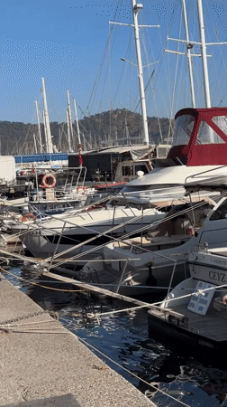 Early morning harbor scene captured in Fethiye, Turkey