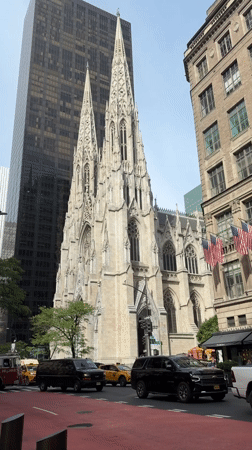 Manhattan visitor documents cathedral tour, stops at local bakery