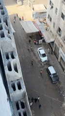 Gaza streets show heavy building damage from above