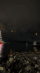 VinWonders Nha Trang lit up on a rainy September night