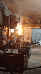 Inside and outside an active foundry in Noviy, Russia