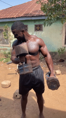 Men hold outdoor weightlifting session in Akwanga, Nigeria
