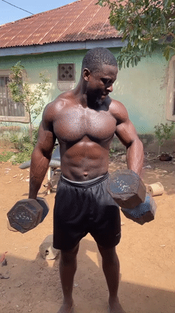 Men hold outdoor weightlifting session in Akwanga, Nigeria