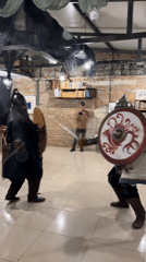 Medieval-themed wedding ceremony features armored combat in Varna, Bulgaria