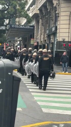 Police deploy during daytime protest in Buenos Aires streets