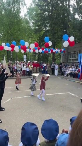 Children perform Victory Day dance in Barvikha schoolyard celebration
